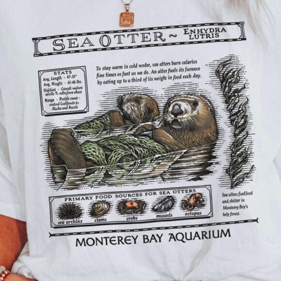 Sea Otters Monterey Bay Aquarium Shirt, Music Fan T-Shirt, Monterey Bay Aquarium - Picture 2 of 5